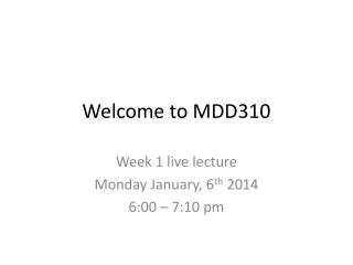 Welcome to MDD310