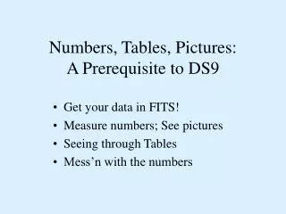 Numbers, Tables, Pictures: A Prerequisite to DS9