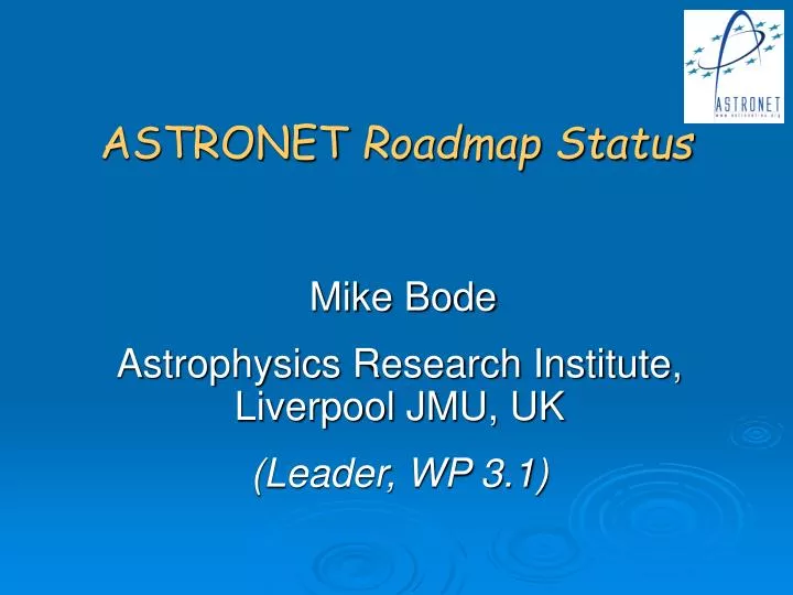 astronet roadmap status