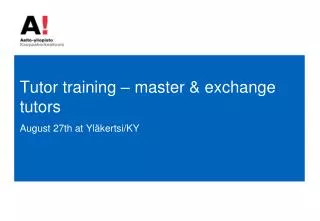 tutor training master exchange tutors