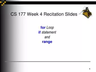CS 177 Week 4 Recitation Slides
