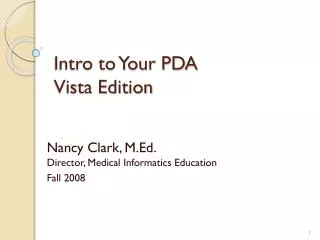 Intro to Your PDA Vista Edition