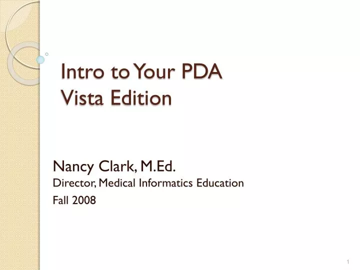 intro to your pda vista edition