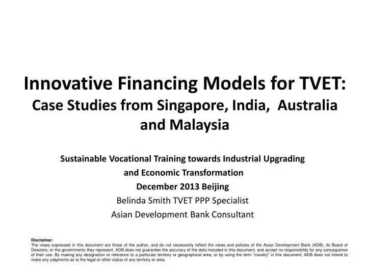 innovative financing models for tvet case studies from singapore india australia and malaysia