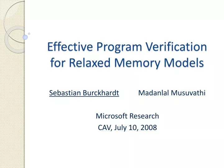 effective program verification for relaxed memory models