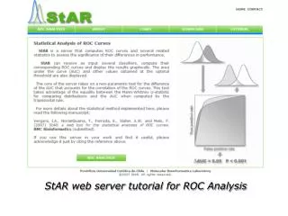StAR web server tutorial for ROC Analysis