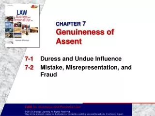 CHAPTER 7 Genuineness of Assent