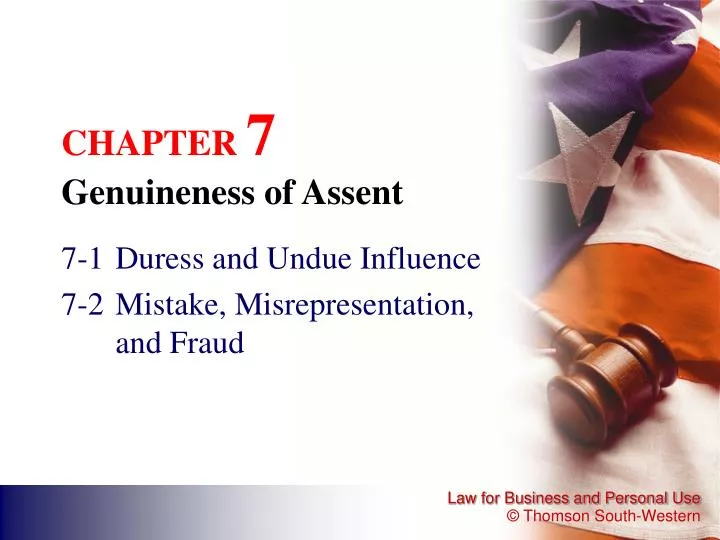 chapter 7 genuineness of assent