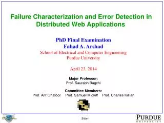 Failure Characterization and Error Detection in Distributed Web Applications