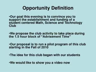 Opportunity Definition