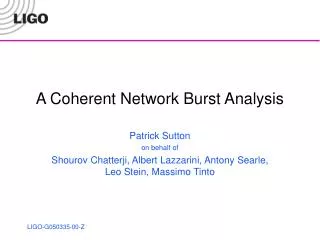 A Coherent Network Burst Analysis