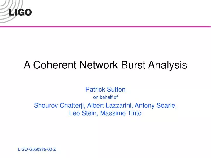 a coherent network burst analysis