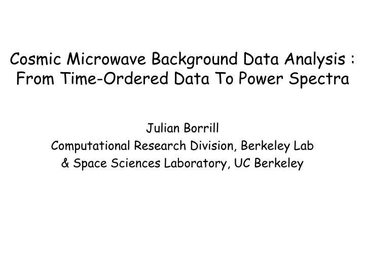 cosmic microwave background data analysis from time ordered data to power spectra
