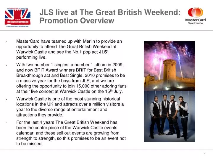 jls live at the great british weekend promotion overview