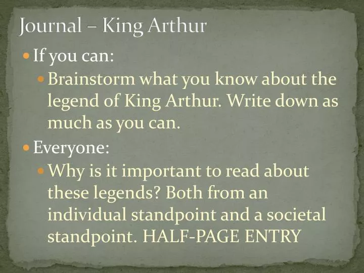 journal king arthur
