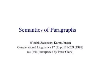 Semantics of Paragraphs
