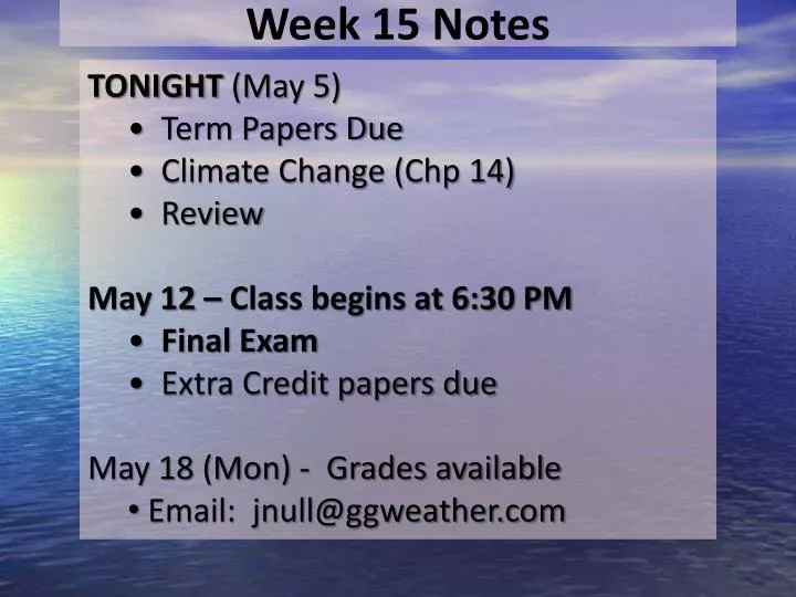 week 15 notes
