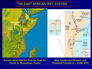 Extends about 6500 Km from the Dead Sea (North) to Mozambique (South)