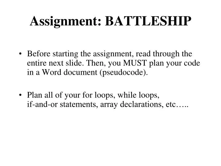 assignment battleship