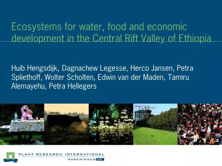 ecosystems for water food and economic development in the central rift valley of ethiopia