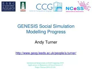 GENESIS Social Simulation Modelling Progress