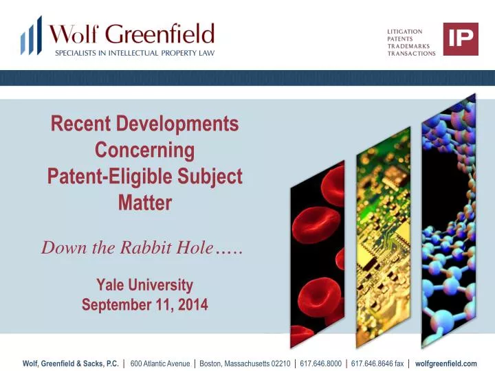 recent developments concerning patent eligible subject matter yale university september 11 2014