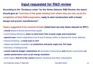 Input requested for R&amp;D review
