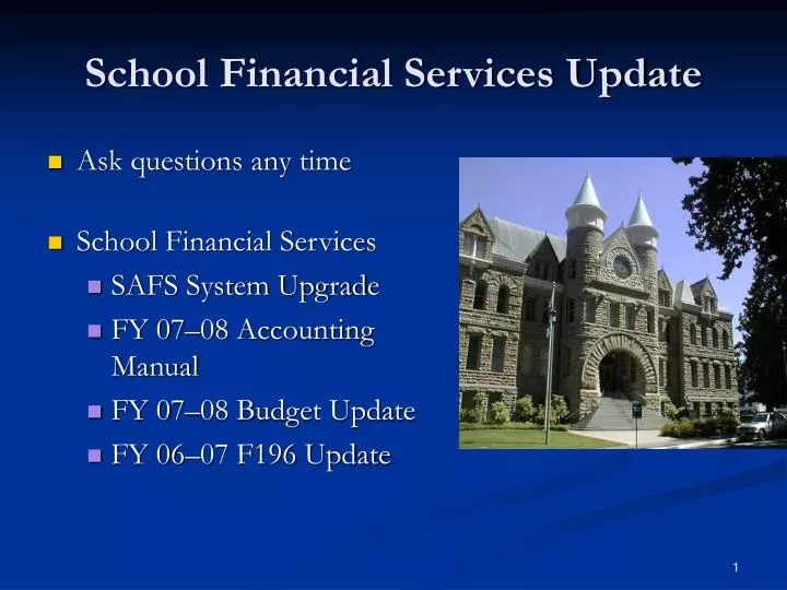school financial services update
