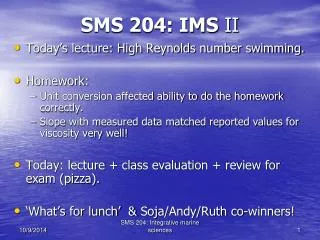 SMS 204: IMS II