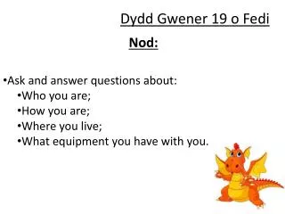 dydd gwener 19 o fedi
