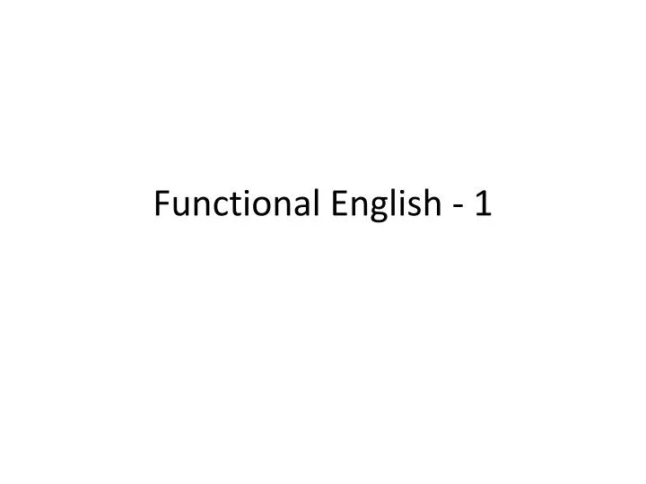 functional english 1