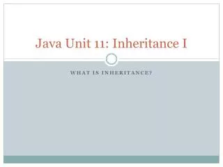 Java Unit 11: Inheritance I