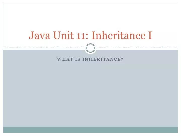 java unit 11 inheritance i