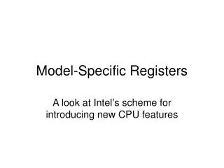 Model-Specific Registers