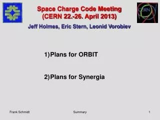 Plans for ORBIT Plans for Synergia