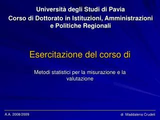 esercitazione del corso di