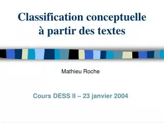 classification conceptuelle partir des textes