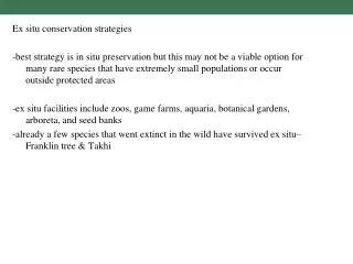 Ex situ conservation strategies
