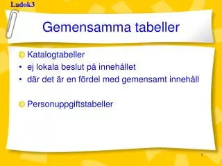 gemensamma tabeller