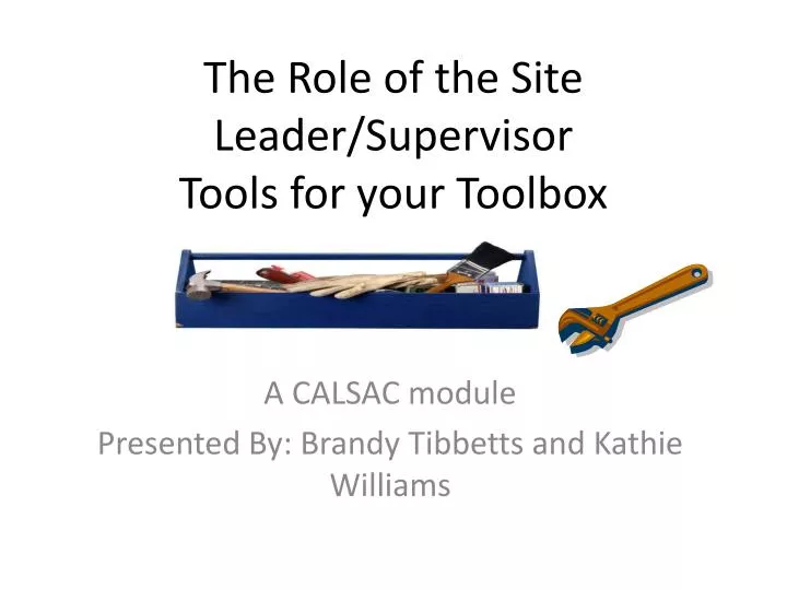 the role of the site leader supervisor tools for your toolbox