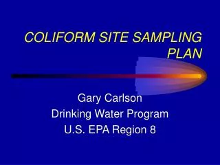 COLIFORM SITE SAMPLING PLAN