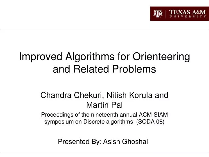 improved algorithms for orienteering and related problems