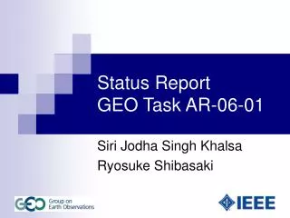 Status Report GEO Task AR-06-01