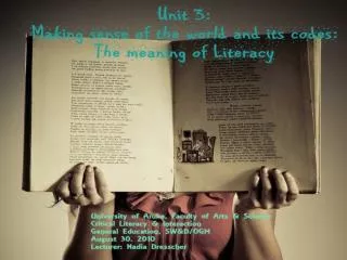 Critical Literacy, communication &amp; interaction 1 (GE3A)