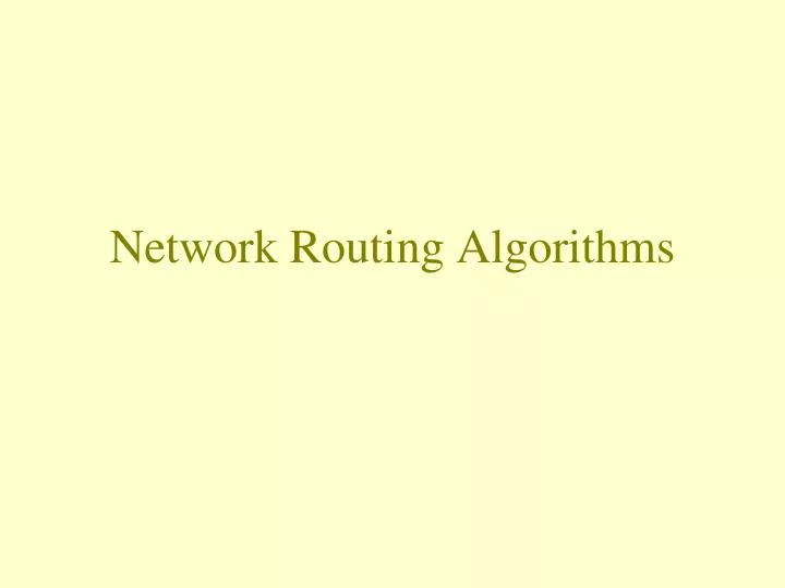 network routing algorithms