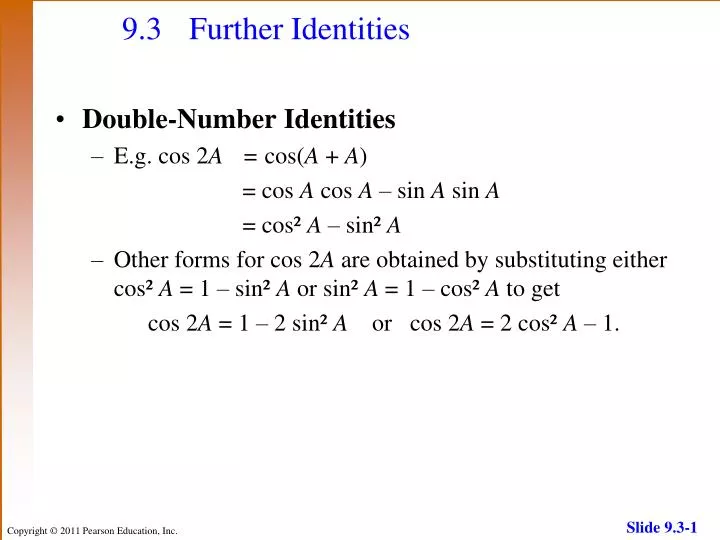 9 3 further identities