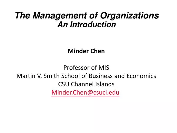 the management of organizations an introduction