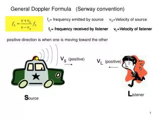 General Doppler Formula (Serway convention)