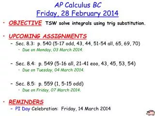 AP Calculus BC Friday, 28 February 2014