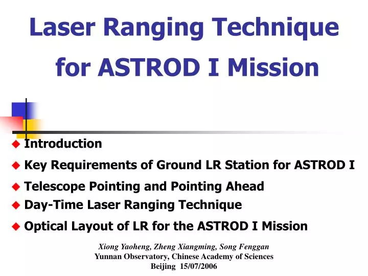 laser ranging technique for astrod i mission